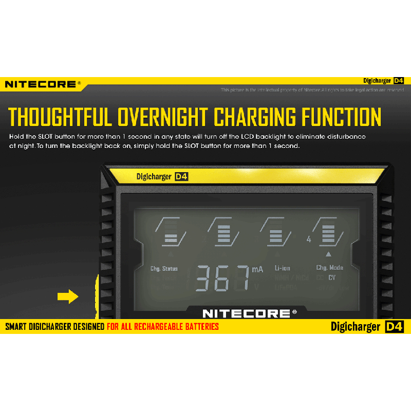 Nitecore D4 Digicharger LCD Display Intelligent Battery Charger Li-ion Ni-MH Smart Power Solution