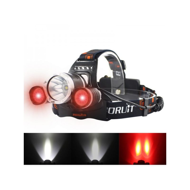 Boruit RJ-3000 LED Headlamp 1000 Lumens Brightness T6 White Light Waterproof for Outdoor Adventure Gear