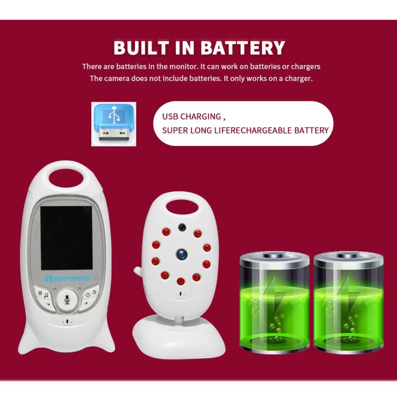 VB601 2.4g Wireless Video Baby Monitor with Two Way Talk Night Vision and Temperature Monitoring