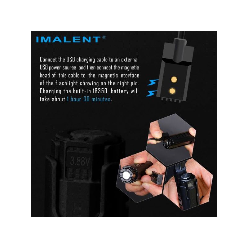 IMALENT LD70 LED Flashlight 4000 Lumens Compact Design for Adventurers Reliable Light Source with OLED Display