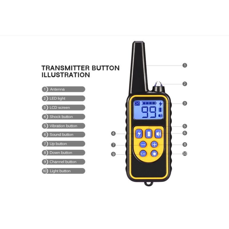 800m Electric Dog Training Collar Waterproof with Adjustable Vibration Levels for All Size Dogs