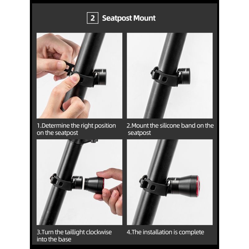 ROCKBROS Q5 Bicycle Smart Light Auto Brake Sensing LED Taillight IPX6 Waterproof Cycling Safety Equipment