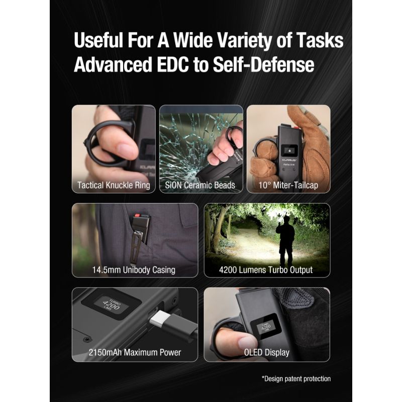 Klarus X1 Ultra-thin EDC Tactical Flashlight Luminus SST-70 LED 4200LM Outdoor Emergency Torch Light