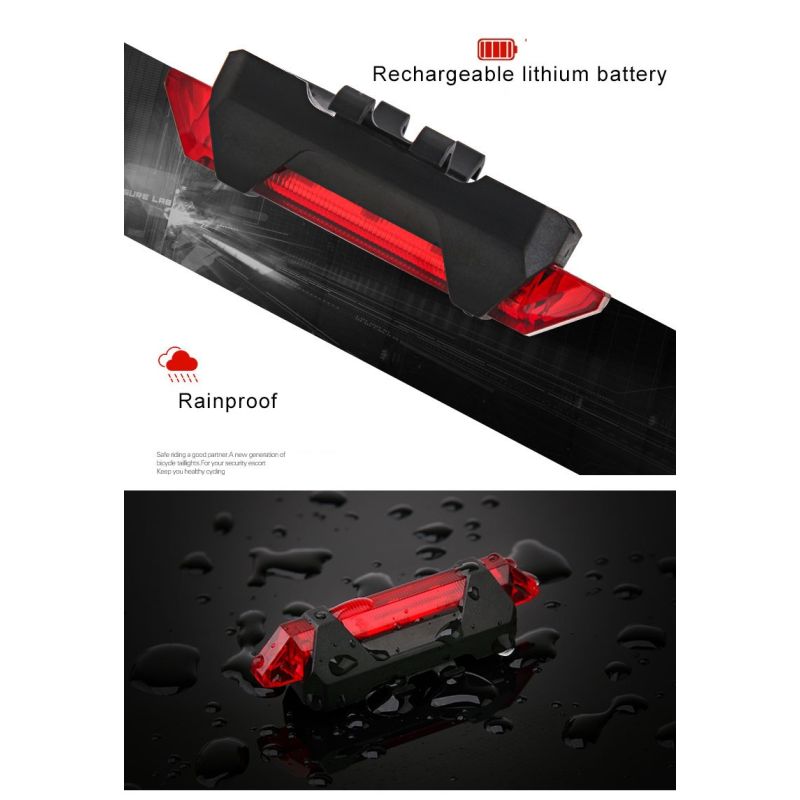 Portable USB Rechargeable Bicycle Taillight Rear Safety Light with Dynamic Flash Modes for Cycling Visibility
