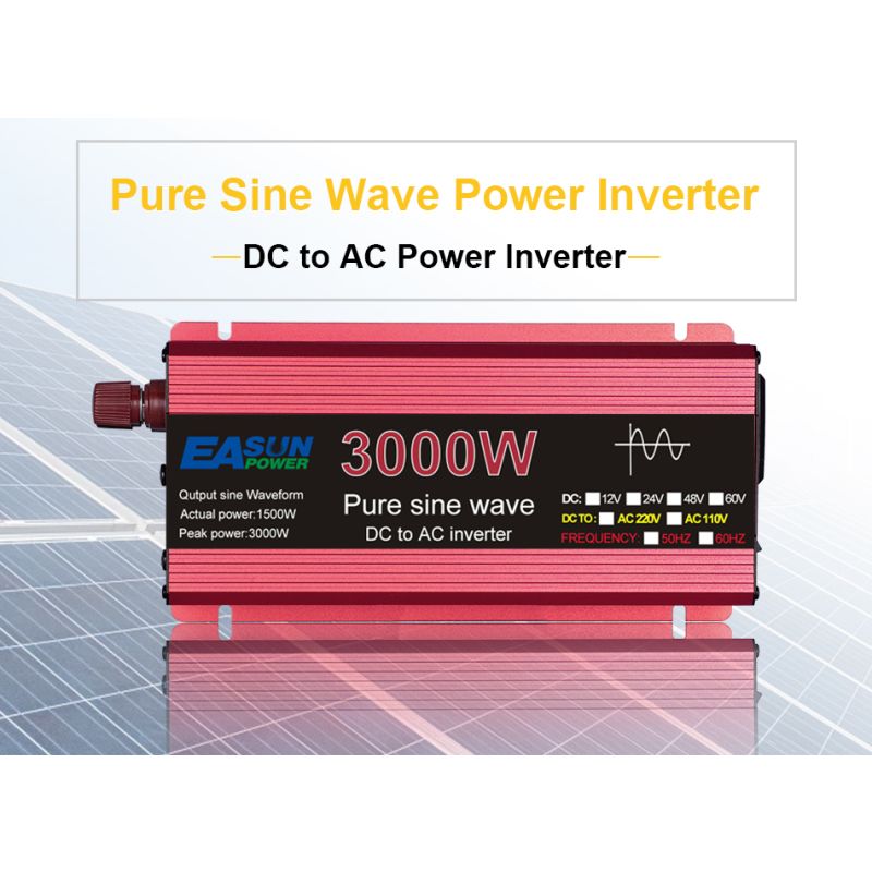 Pure Sine Wave Inverter 3000W 2200W 1600W 1000W Durable Aluminum-Magnesium Design High Efficiency Camping Power