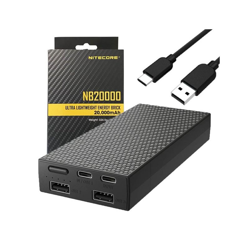 Nitecore NB20000 QC Dual Port 20000mAh Power Bank Lightweight Fast Charging USB USB-C Smartphone Charger