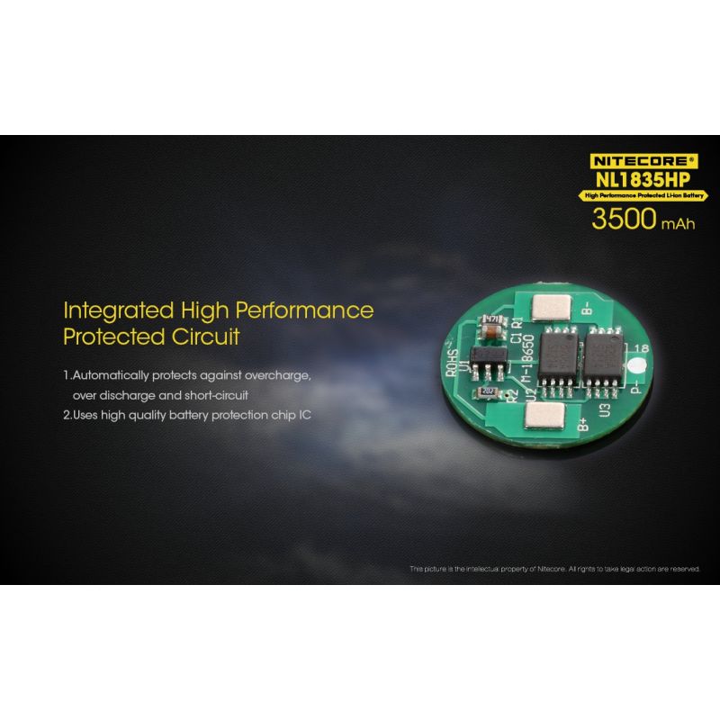 Nitecore NL1835HP 3500mAh Rechargeable 18650 Battery High Performance for Flashlight and Tech Gadgets