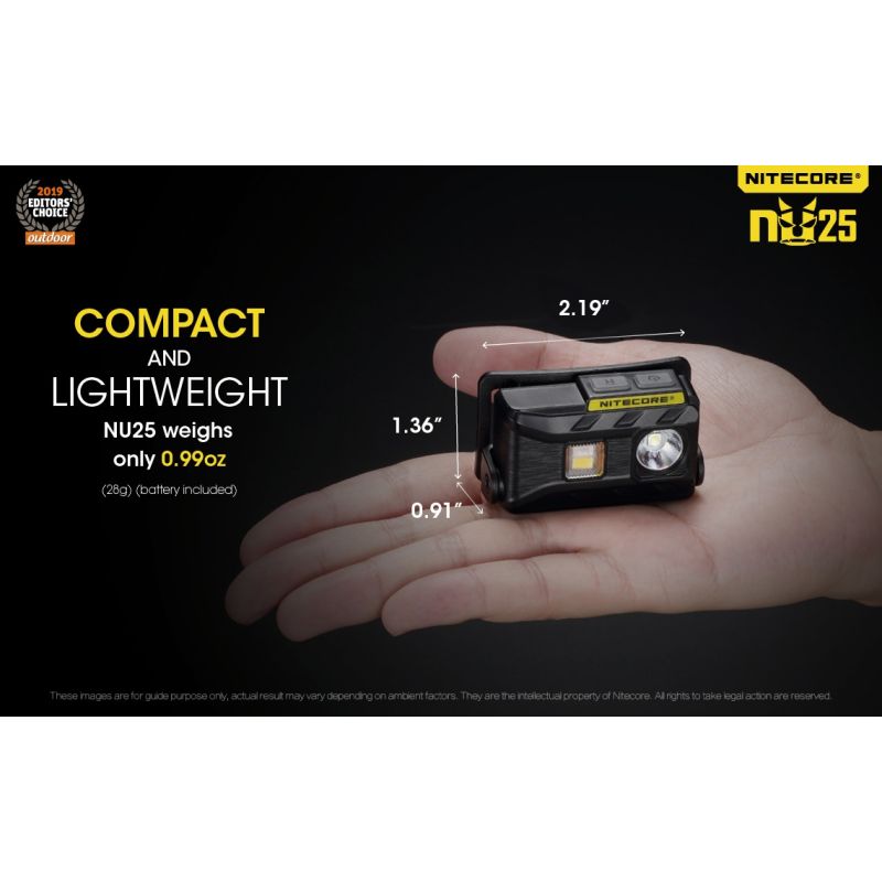Nitecore NU25 XP-G2 S3 LED Rechargeable Headlamp 360 Lumens Lightweight Adventure Accessory Outdoor Lighting