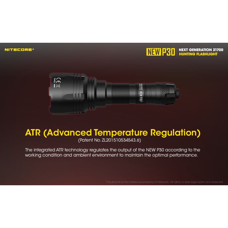 Nitecore P30 XP-L HI V3 1000 Lumens LED Flashlight High Performance 618 Meters Beam for Outdoor and Emergency Use