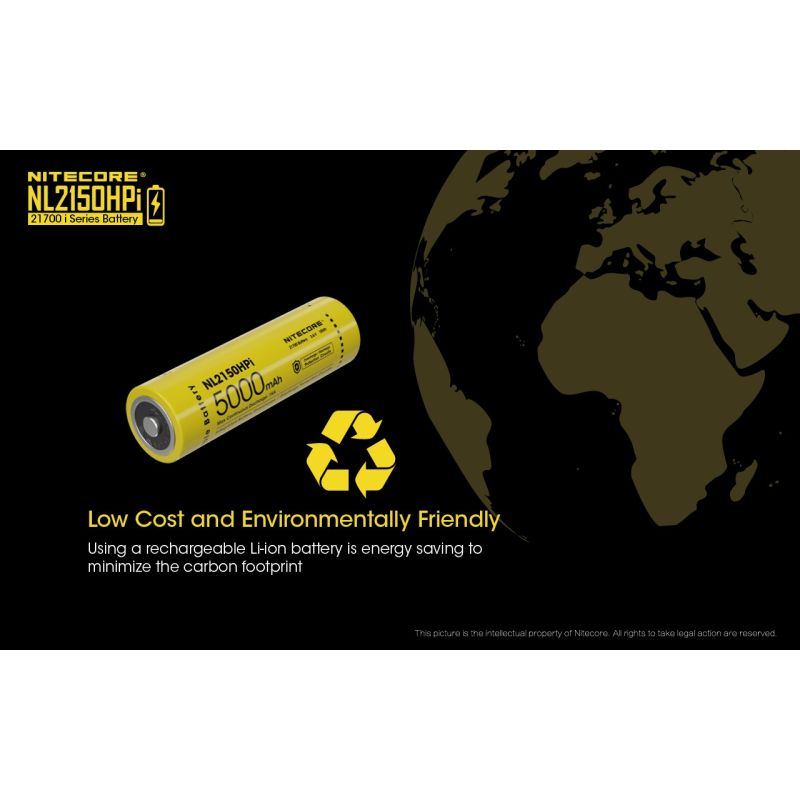 NITECORE NL2150HPi 5000mAh 21700 Li-ion Rechargeable Battery High Performance for Flashlight and Vape