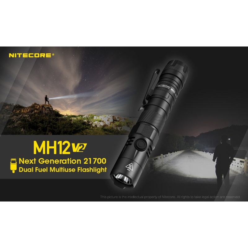 Nitecore MH12 V2 XP-L2 V6 LED Flashlight 1200 Lumens Portable Bright Outdoor Lighting Reliable Illumination