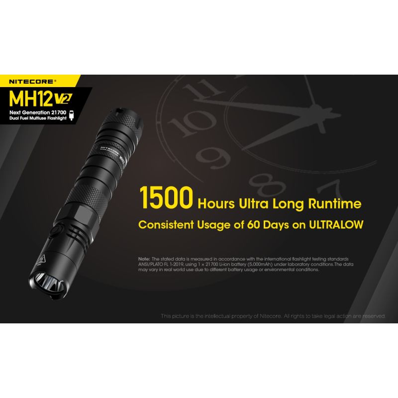 Nitecore MH12 V2 XP-L2 V6 LED Flashlight 1200 Lumens Portable Bright Outdoor Lighting Reliable Illumination