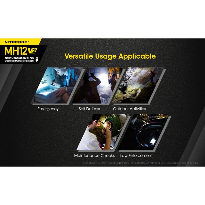 Nitecore MH12 V2 XP-L2 V6 LED Flashlight 1200 Lumens Portable Bright Outdoor Lighting Reliable Illumination