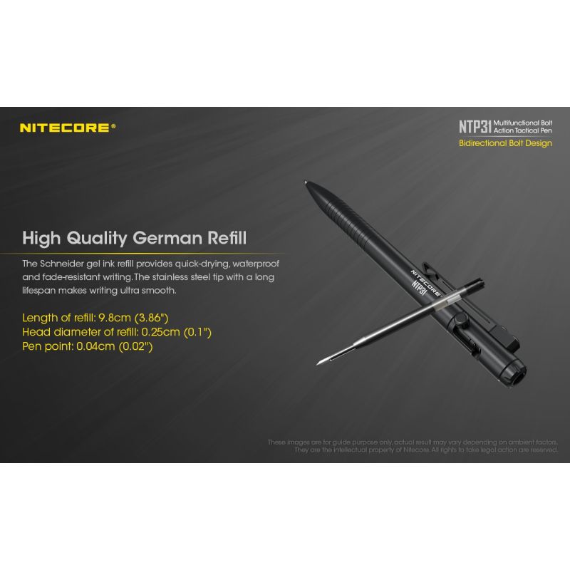 NITECORE NTP31 Ergonomic Bolt Action Tactical Pen Durable Aluminum Alloy Multifunctional Glass Breaker