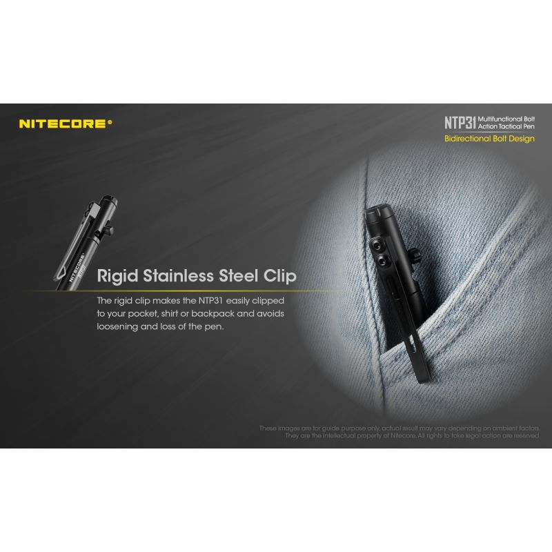 NITECORE NTP31 Ergonomic Bolt Action Tactical Pen Durable Aluminum Alloy Multifunctional Glass Breaker