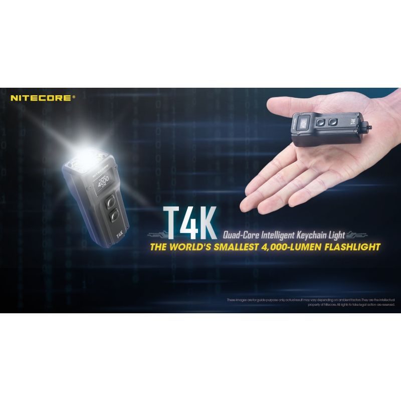 Nitecore T4K 4000 Lumens Portable Keychain Flashlight USB-C Compact Outdoor Gear with XP-L2 V6 LEDs