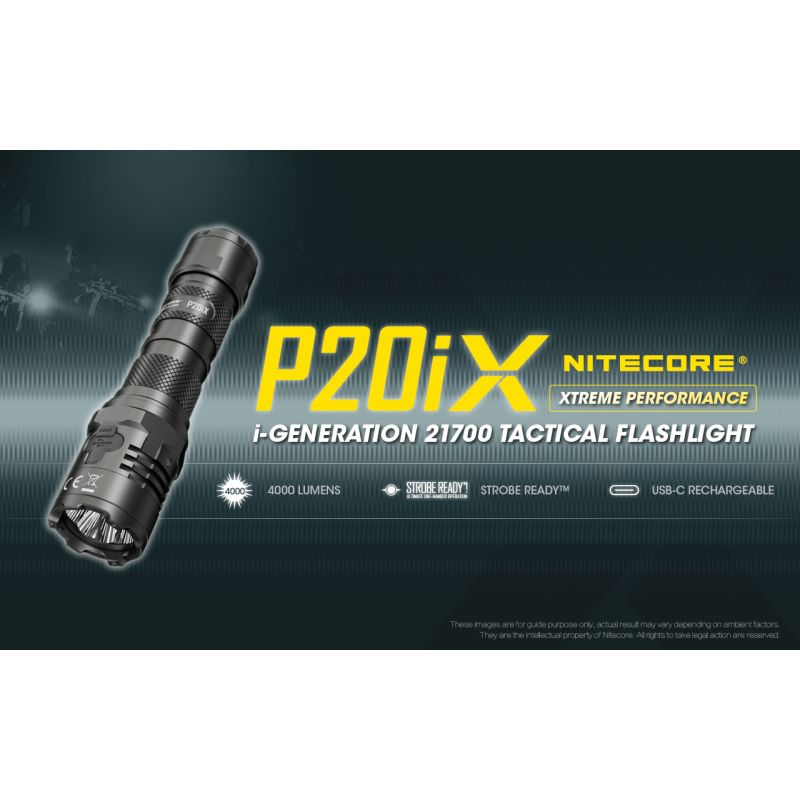Nitecore P20iX Tactical Flashlight 4000 Lumens USB-C Rechargeable Outdoor High Lumen Strobe Mode Flashlight