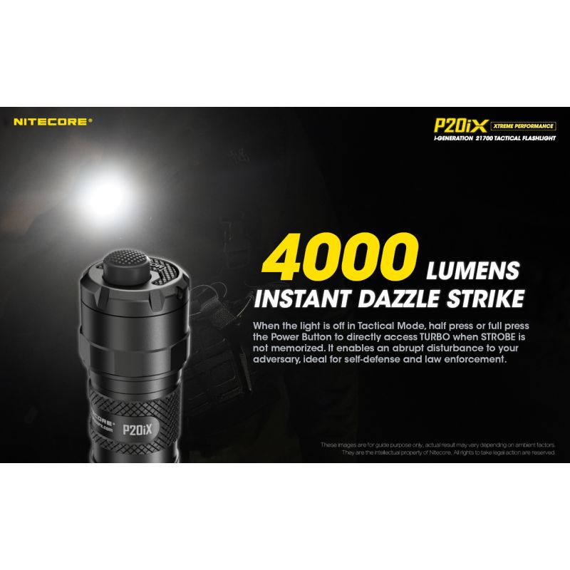 Nitecore P20iX Tactical Flashlight 4000 Lumens USB-C Rechargeable Outdoor High Lumen Strobe Mode Flashlight