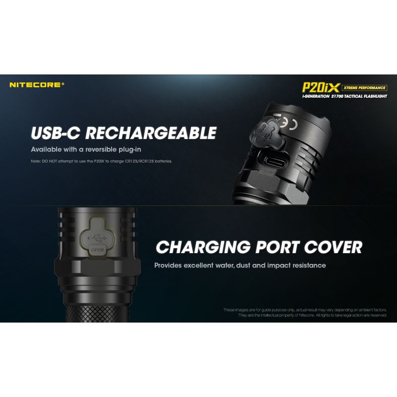 Nitecore P20iX Tactical Flashlight 4000 Lumens USB-C Rechargeable Outdoor High Lumen Strobe Mode Flashlight