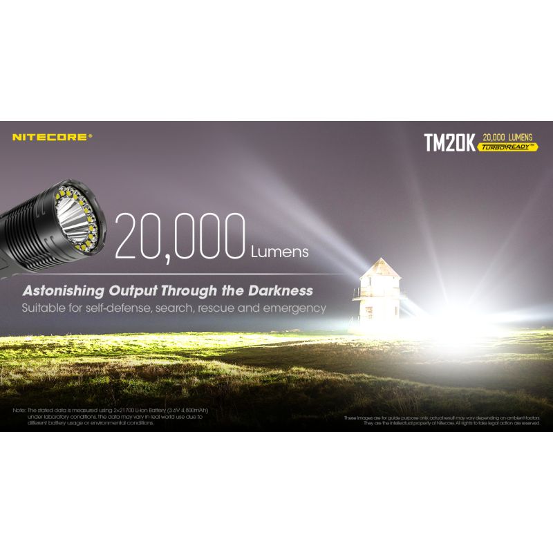 Nitecore TM20K LED Flashlight 20000 Lumens USB-C Rechargeable Durable Adventure Gear for Search and Rescue