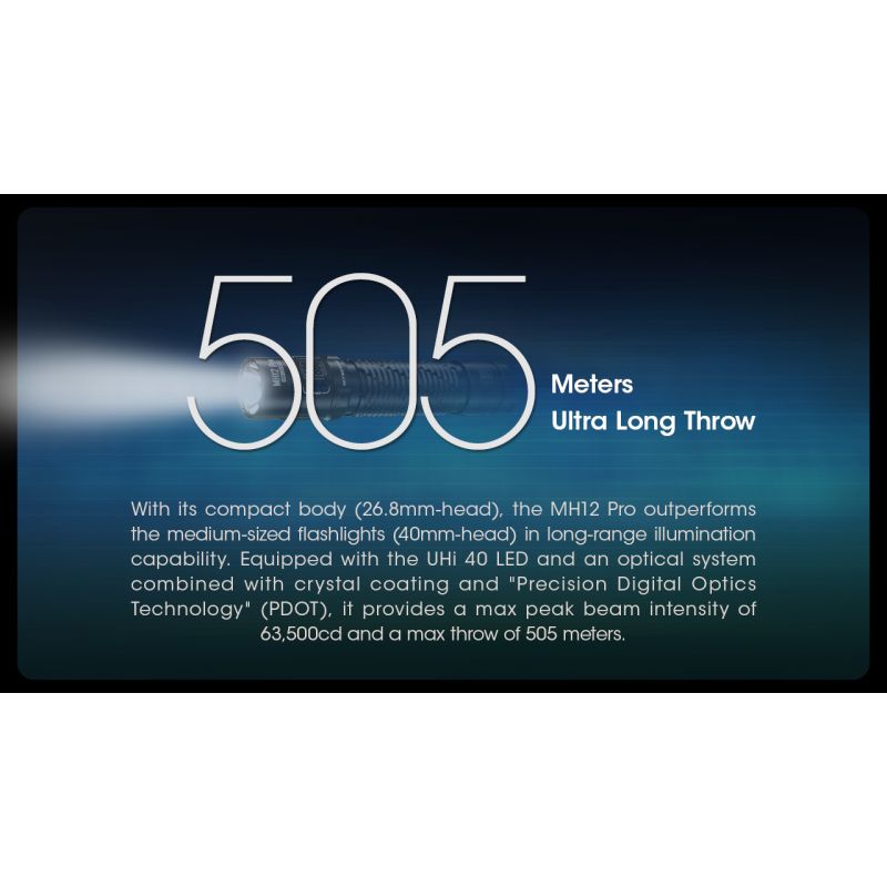 Nitecore MH12 Pro USB-C Rechargeable Flashlight 3300 Lumen High-Intensity Beam for Night Hikes and Adventures