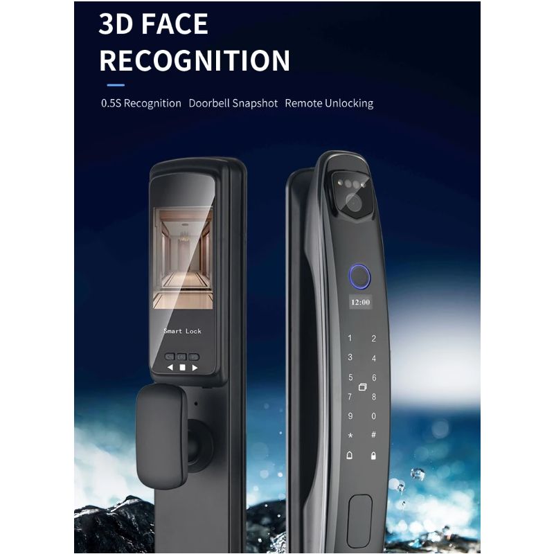 3D Face Smart Door Lock Security Camera Monitor with Intelligent Fingerprint Modern Home Security System