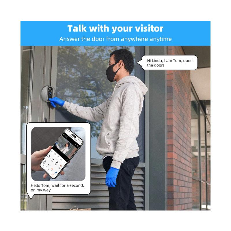 Tuya Smart 1080P WiFi Peephole Camera with Real-Time Motion Detection 120-Degree View for Home Security