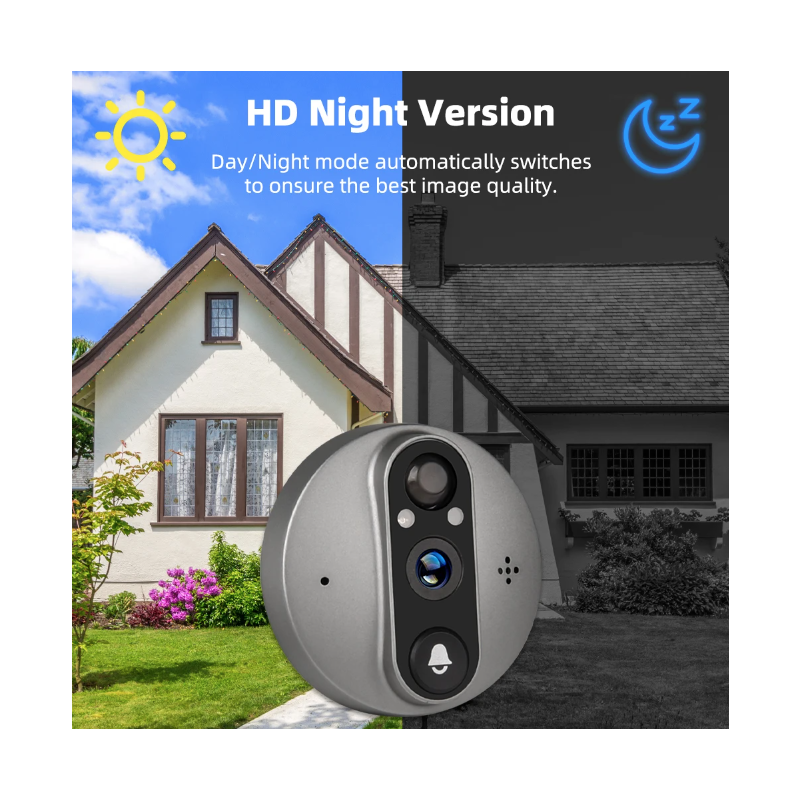 Tuya Smart 1080P WiFi Peephole Camera with Real-Time Motion Detection 120-Degree View for Home Security