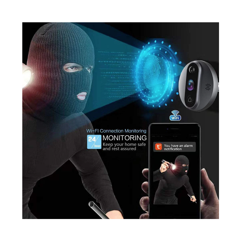 Tuya Smart 1080P WiFi Peephole Camera with Real-Time Motion Detection 120-Degree View for Home Security