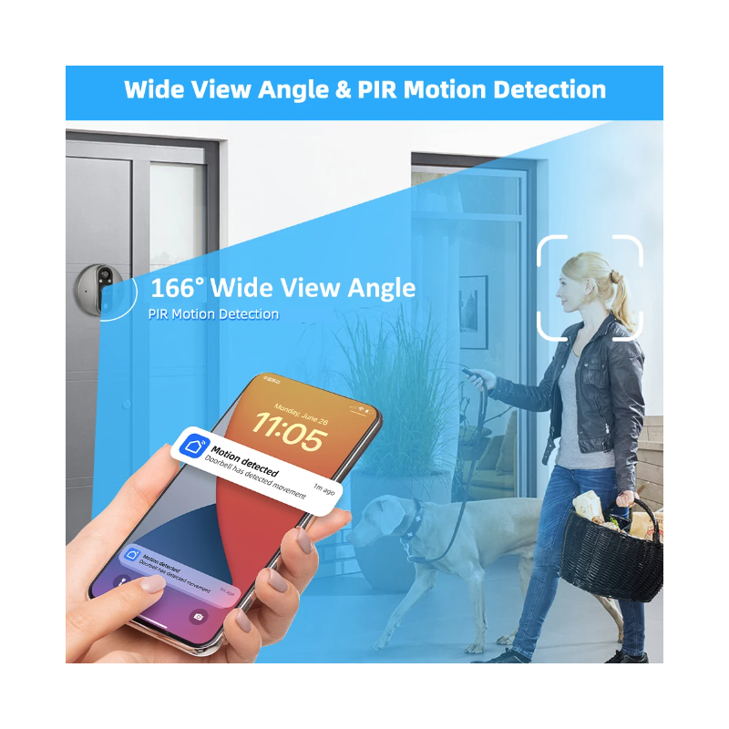 Tuya Smart 1080P WiFi Peephole Camera with Real-Time Motion Detection 120-Degree View for Home Security