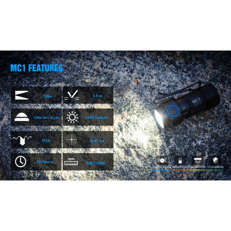 TrustFire MC1 Baton XP-L HI 1000 Lumens Rechargeable Mini EDC Flashlight with Magnetic Charging Ultra-Lightweight