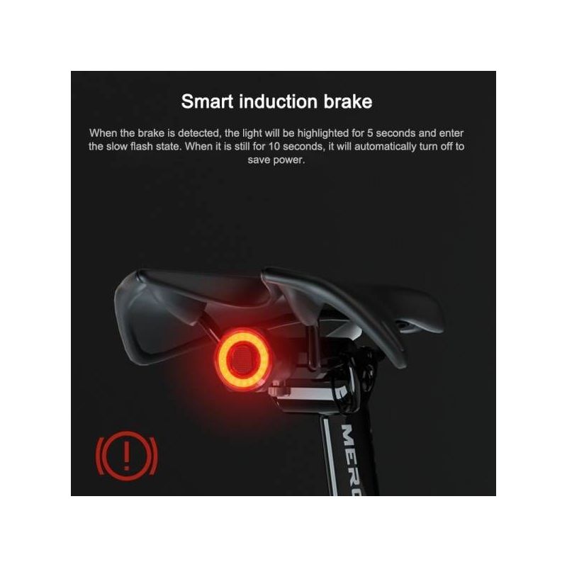 MEROCA MX2 Smart Sensor Brake Tail Light USB Charging High-Power LEDs Mountain Road Bike Cycling Safety