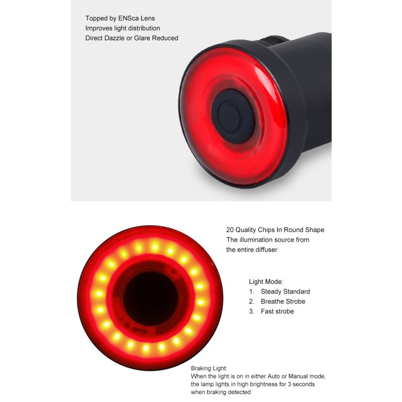 Xlite100 Intelligent Bike Tail Light USB Rechargeable Rear Light Cycling Visibility Super Bright COB LED