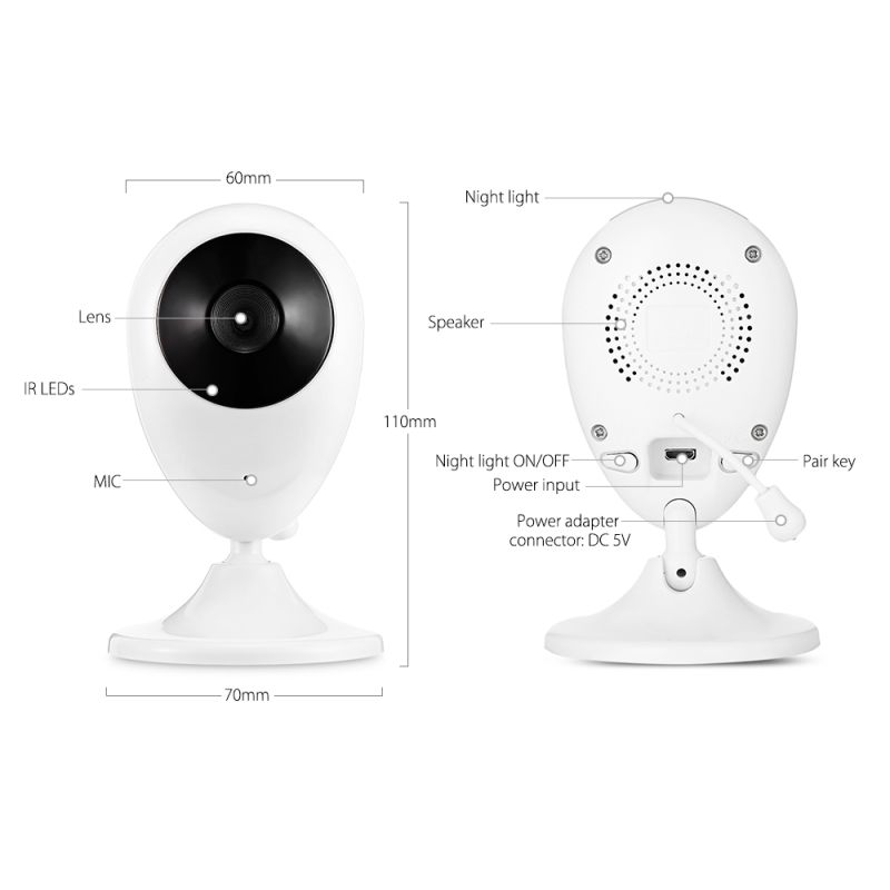 SP880 Wireless Baby Monitor 2.4 Inch LCD High-Definition Video Two-Way Audio Night Vision for Baby Care