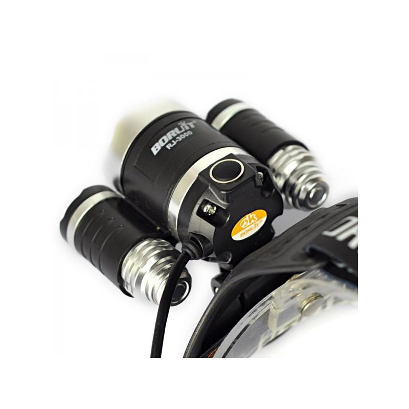 Boruit RJ-3000 LED Headlamp 1000 Lumens Brightness T6 White Light Waterproof for Outdoor Adventure Gear