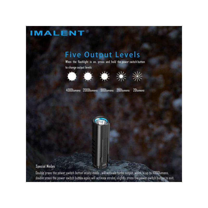 IMALENT LD70 LED Flashlight 4000 Lumens Compact Design for Adventurers Reliable Light Source with OLED Display