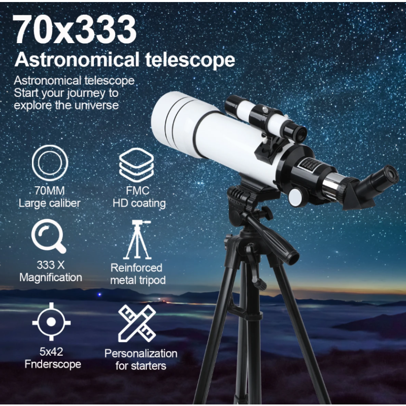 Bossdun 333X Professional Astronomical Telescope for Kids Large Objective Lens for Moon Observation and Stargazing