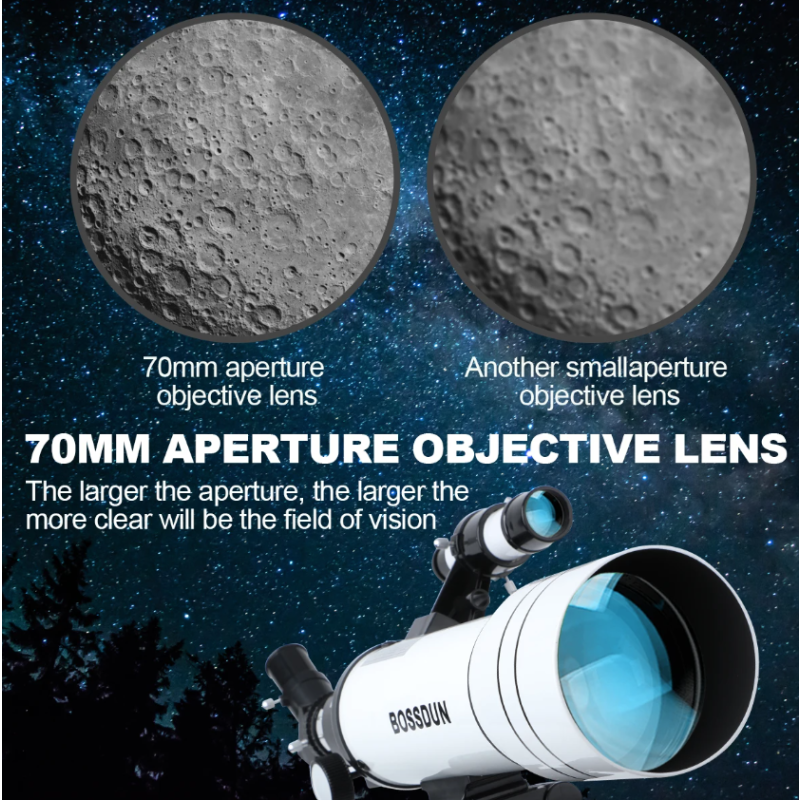 Bossdun 333X Professional Astronomical Telescope for Kids Large Objective Lens for Moon Observation and Stargazing