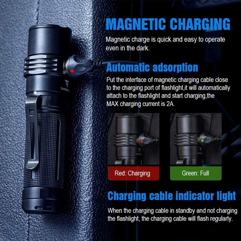TrustFire MC3 XHP50 LED Flashlight 2500 Lumens USB Magnetic Charging IP68 Waterproof Compact and Powerful Light