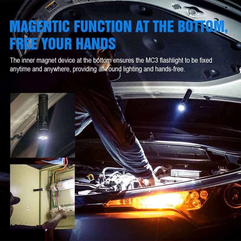 TrustFire MC3 XHP50 LED Flashlight 2500 Lumens USB Magnetic Charging IP68 Waterproof Compact and Powerful Light