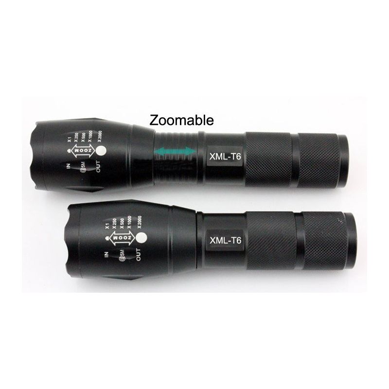 Ultrafire A100 Zoomable T6 LED Flashlight 1800-Lumen Durable Outdoor Flashlight Adjustable Beam Compact Design