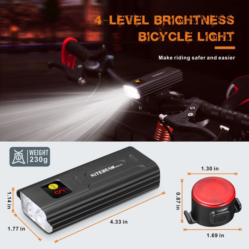 NiteBeam BR05 Bike Lights 5000 Lumens USB Rechargeable Cycling Safety Essential Gear with Power Bank Functionality