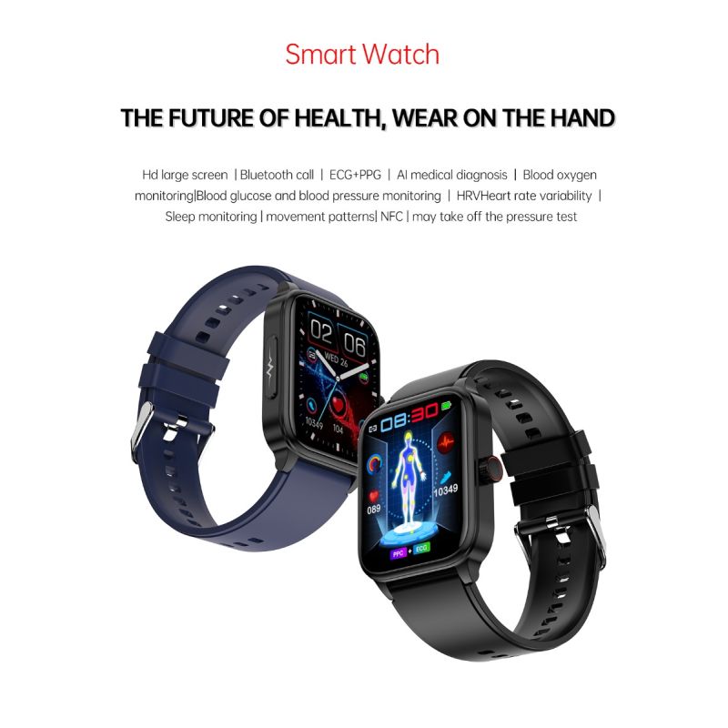 ET540 Blood glucose ECG Body temperature Blood pressure Blood oxygen Heart rate Bluetooth call Smartwatch Fitness Tracker
