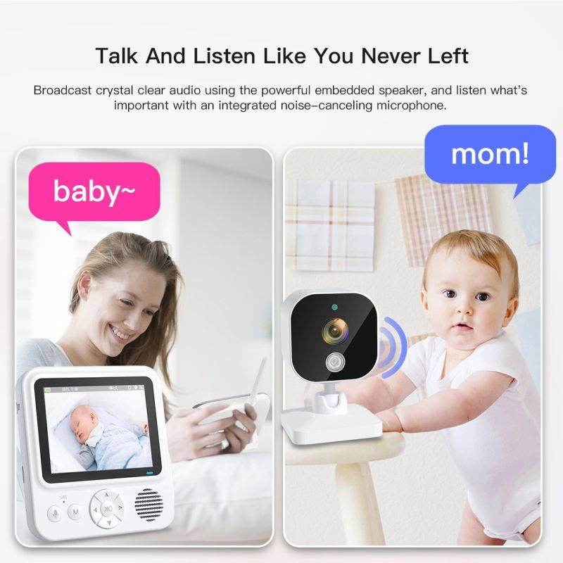 Experience Peace of Mind with AMB900 2.8 Inch Video Baby Monitor 720P HD Night Vision and Two Way Intercom
