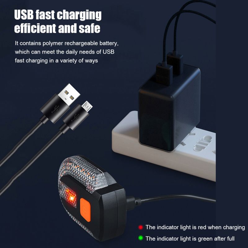 USB Rechargeable Bike Turn Signal Rear Light LED Bicycle Lamp Safety Accessory for Cyclist Visibility