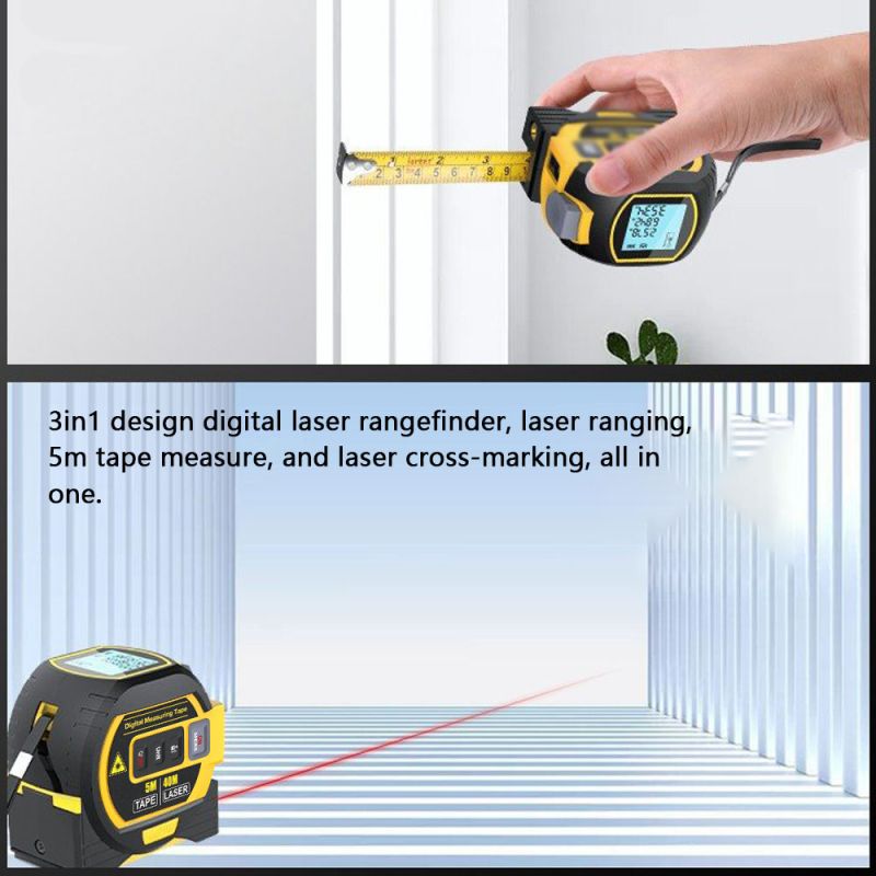 3 in 1 Laser Rangefinder Tape Measure with LCD Display Backlight for Architects Home Improvement Tools