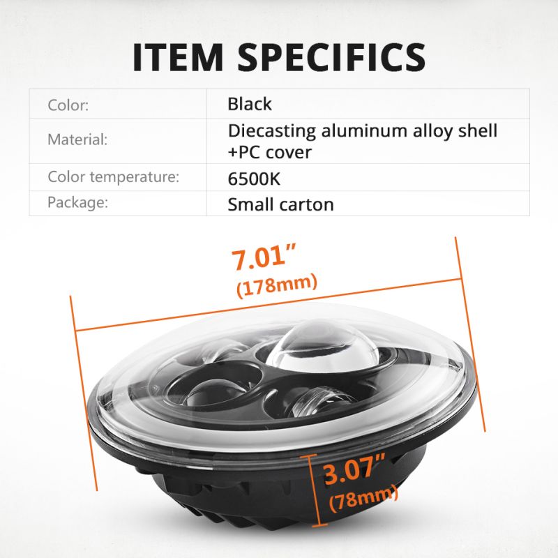 Motorcycle LIGHT 7 Inch LED Headlight for Jeep Wrangler Lada Niva 4x4 Bright Yellow White Angel Eye Weatherproof Design