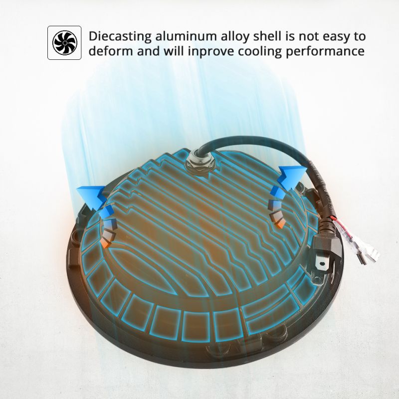 Motorcycle LIGHT 7 Inch LED Headlight for Jeep Wrangler Lada Niva 4x4 Bright Yellow White Angel Eye Weatherproof Design