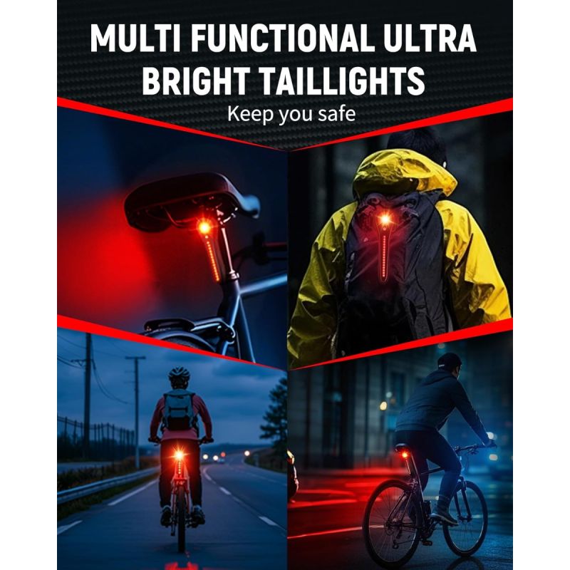 Bike Tail Light Smart USB-C Rechargeable Bicycle Taillight  Super Bright Rear Bike Light for Road Mountain, Cycling Taillight