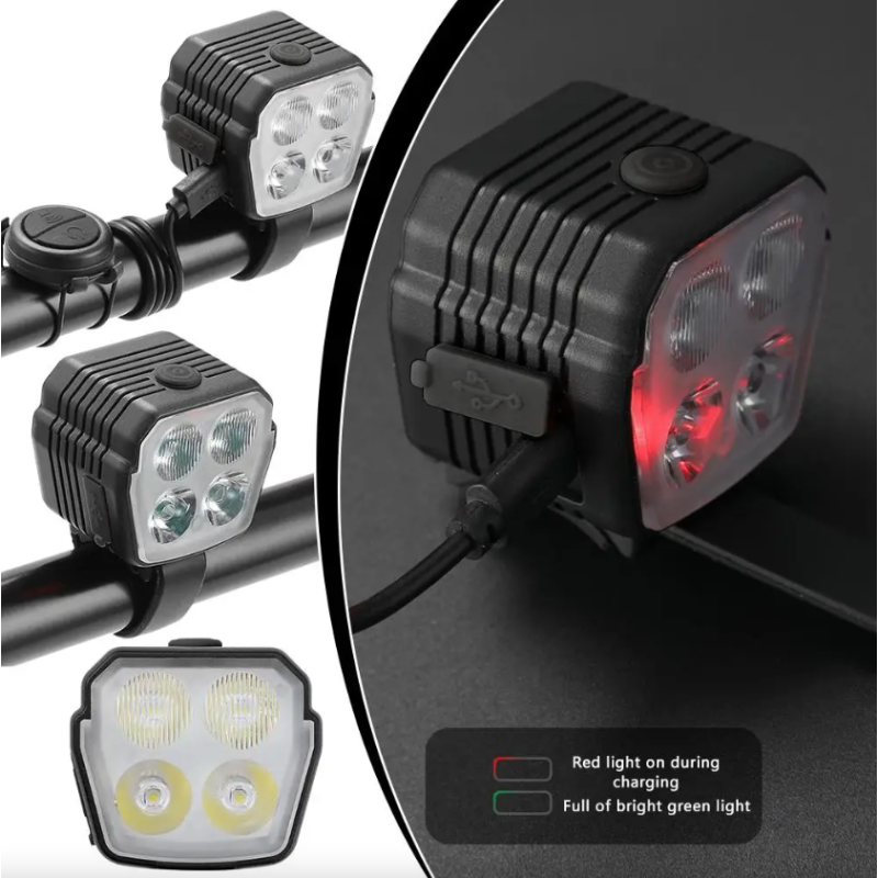 Bicycle Headlight Horn 2-In-1 mtb Bike Near And Far Lights 2/4 Lamp Beaded Wire Control Bell Horn Bike Accessories